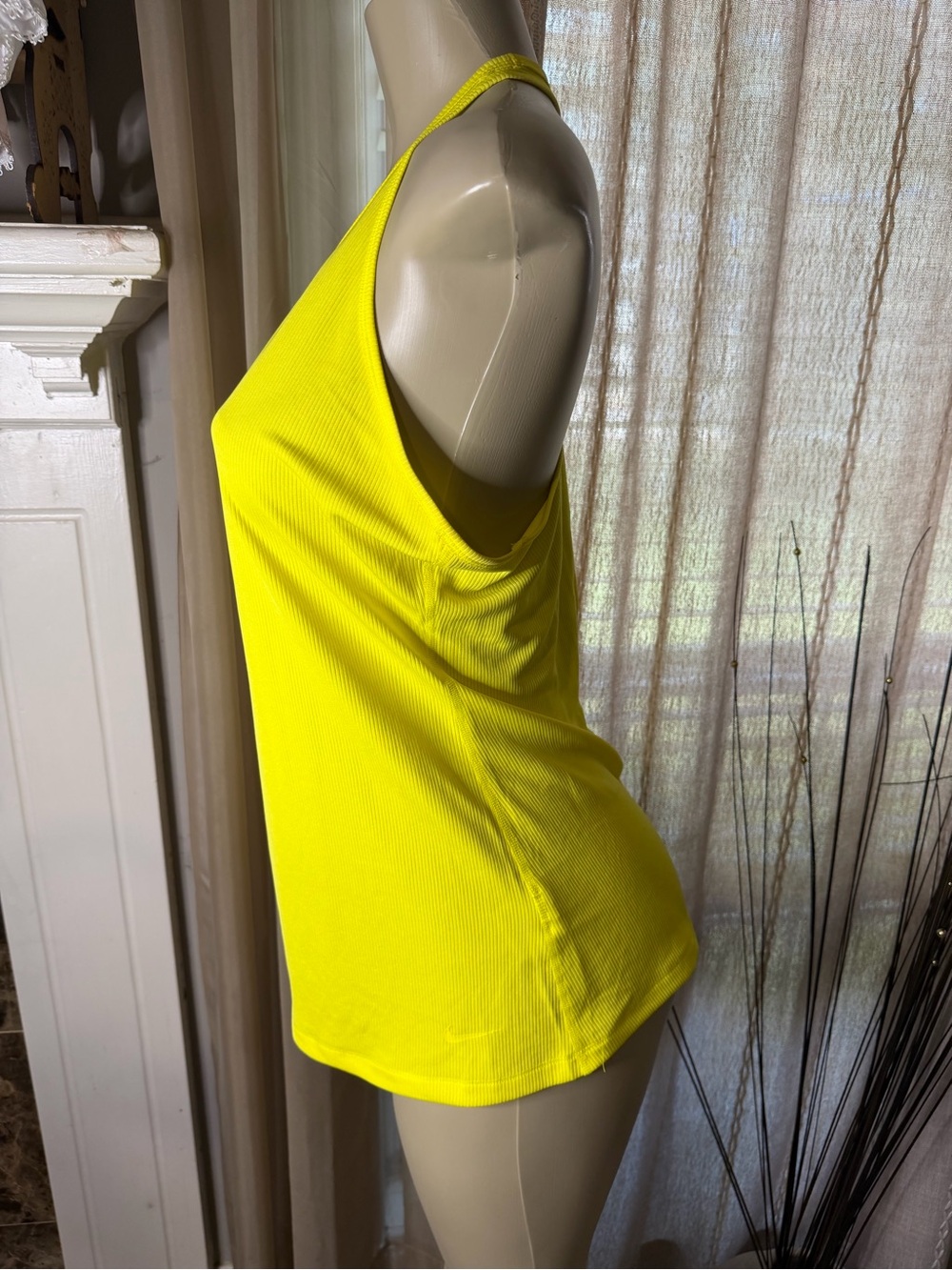 Nike Neon Yellow Ribbed Racerback Tank Top - Picture 2 of 6